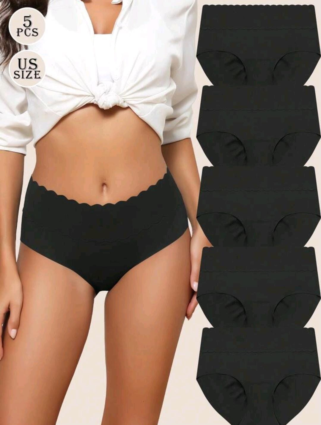 5 paquets de sous-vêtements culotte mi-taille pour femmes, sans couture, invisible, doux, respirant, extensible, tailles S-XXL