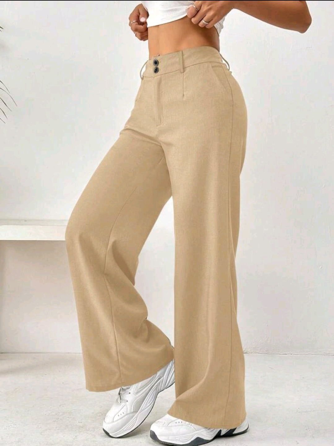 Flirla Pantalon à poches boutonnées à l'avant, tenue décontractée pour la vie quotidienne