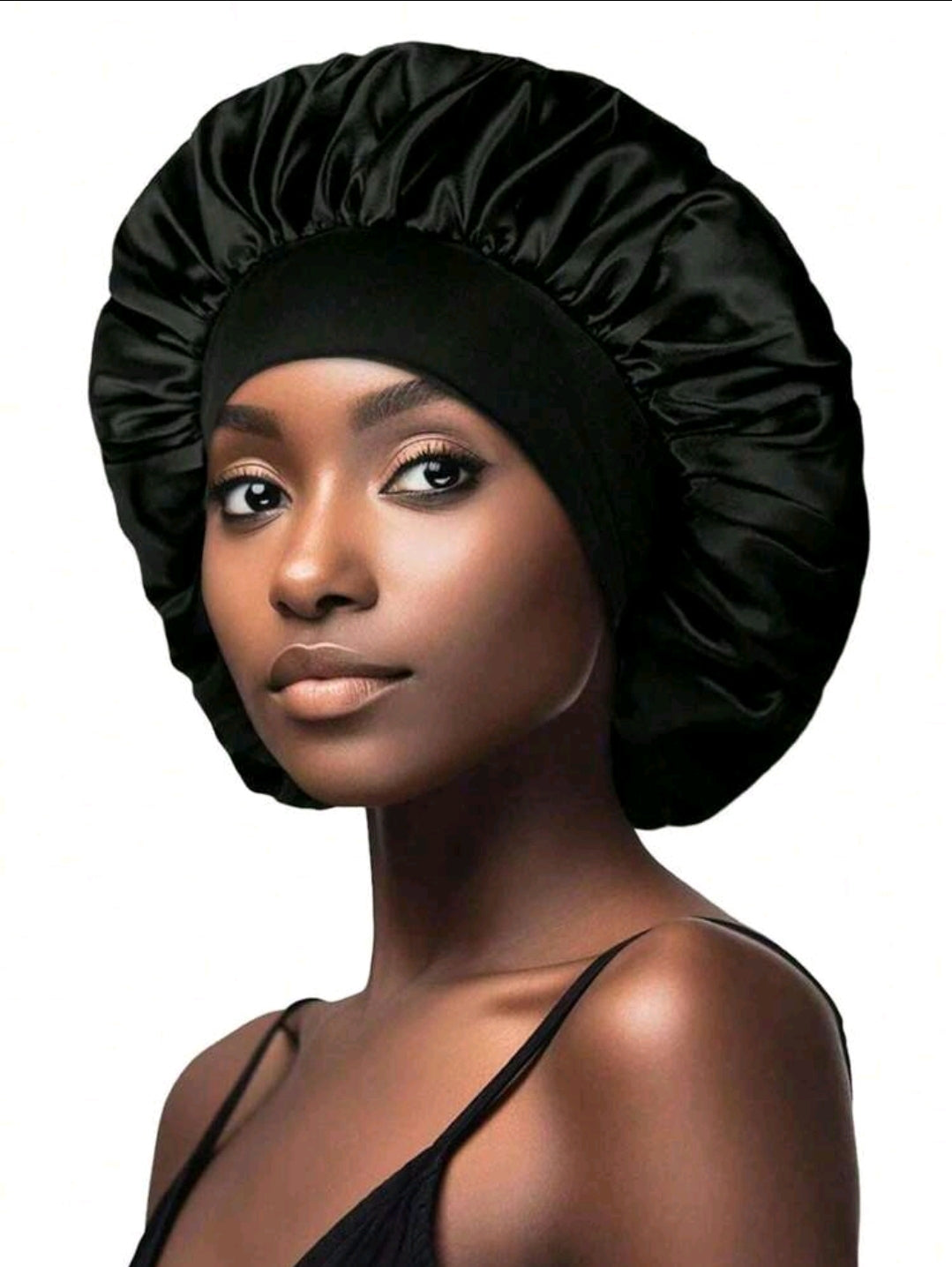 Nouveau bonnet de nuit à large bord en satin unicolore pour femmes
