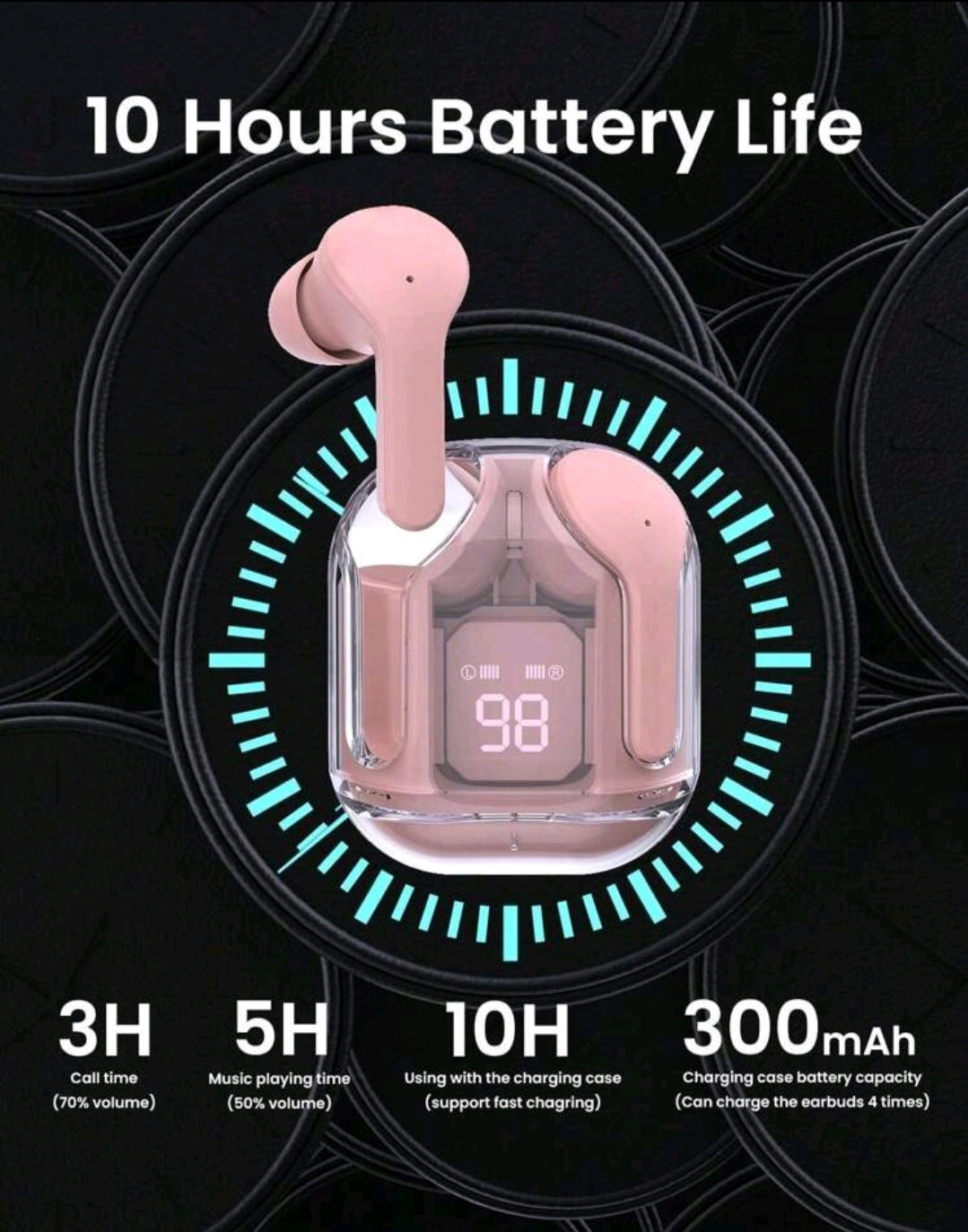 Casques de jeu de sport sans fil Tws Earbuds réduction de bruit Écouteurs micro-casques avec affichage LED Écouteurs transparents HiFi Sport sans fil TWS Écouteurs annulation de bruit universelle pour tous les téléphones portables Écouteurs sans fil HiFi