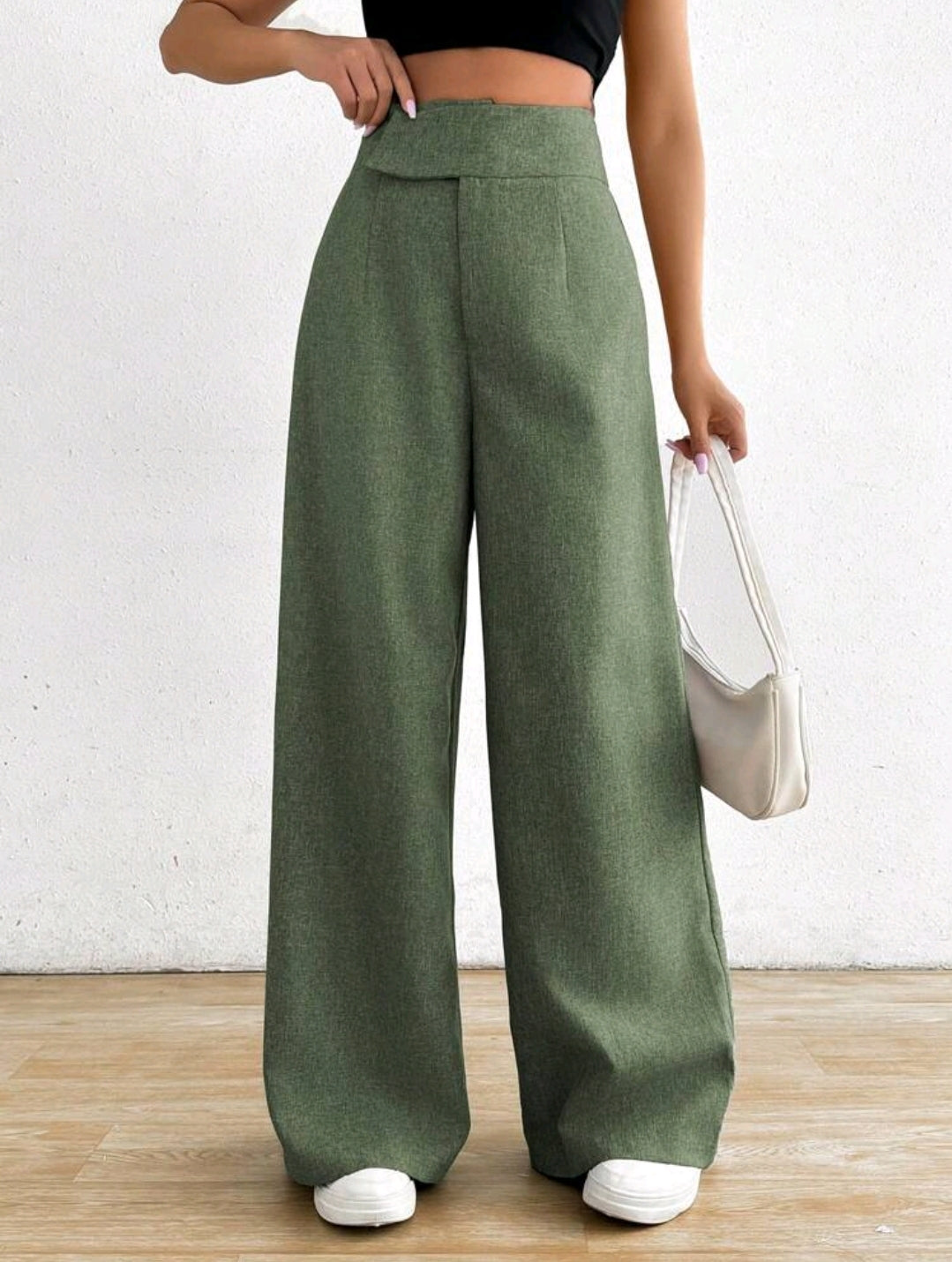 Rafferiza 1 pièce Pantalon casual ample asymétrique à la taille pour femmes