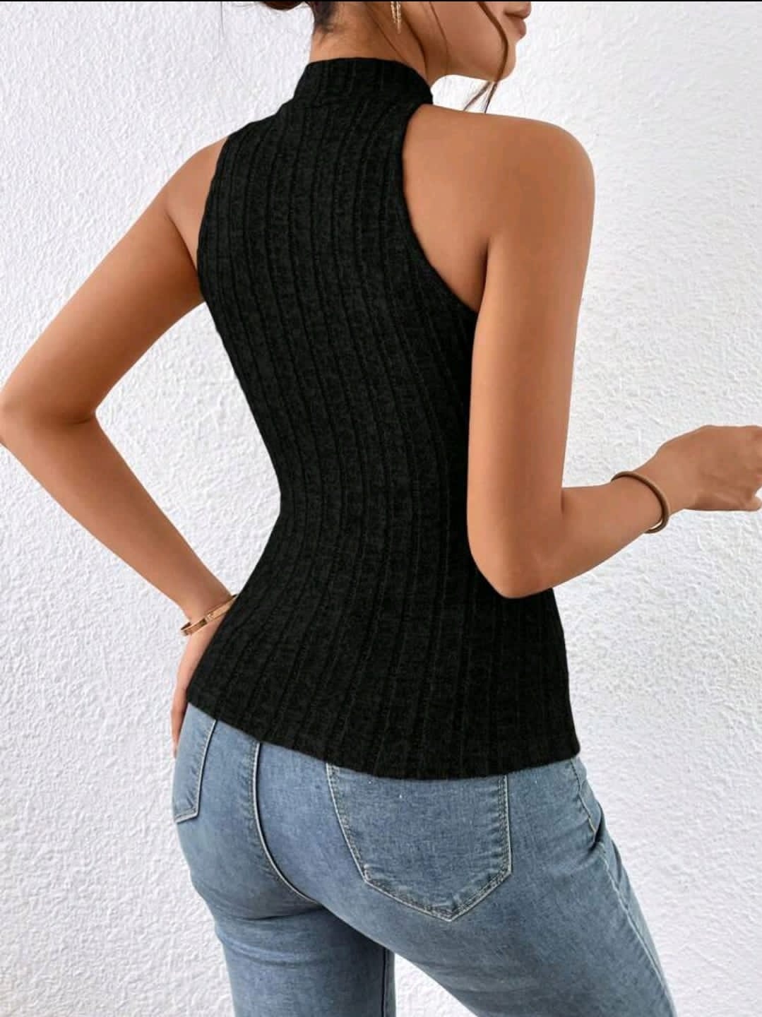 Essnce Haut Dos Nu En Tricot Côtelé Pour Femmes