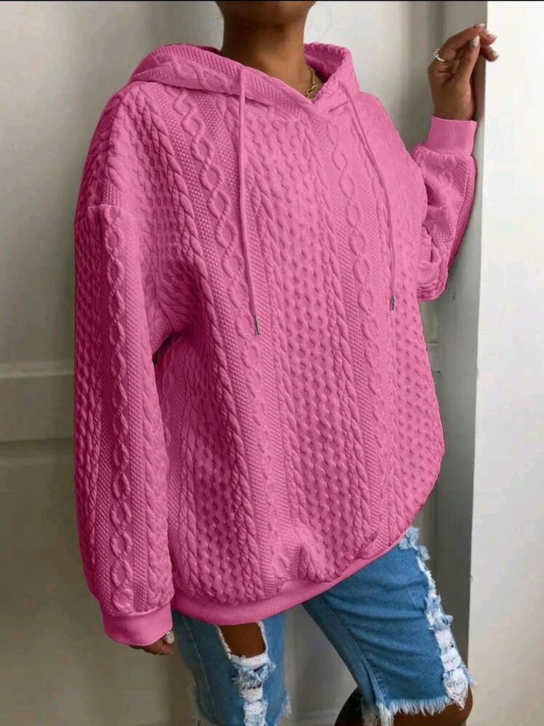 Pull surdimensionné en maille décontracté pour femme avec motif jacquard, manches longues