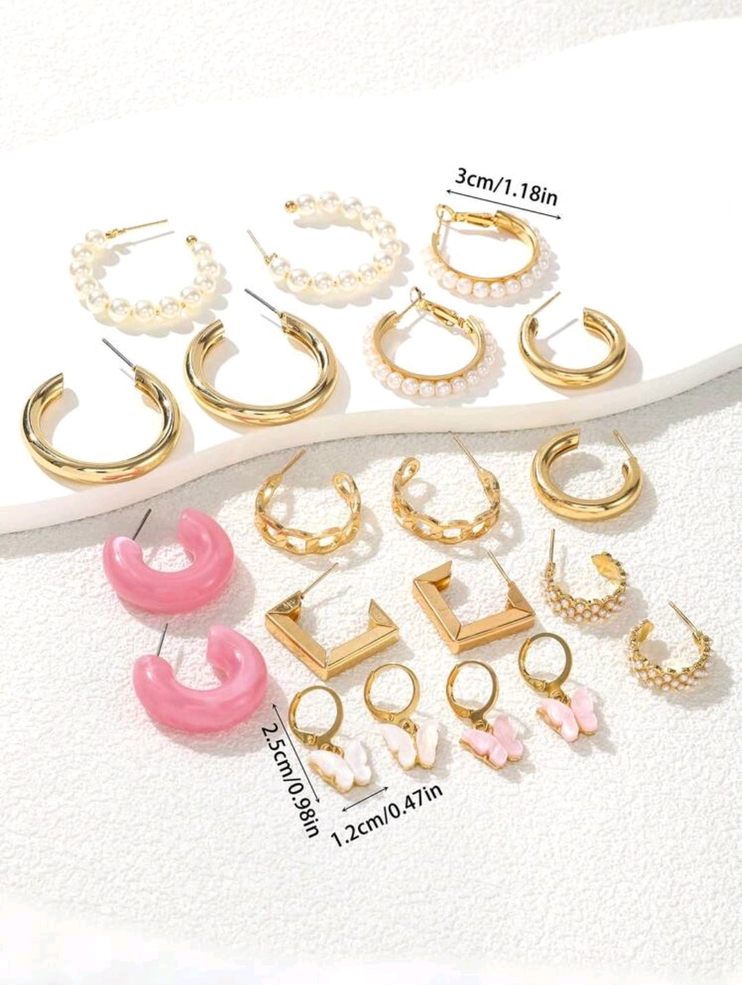 20 pièces Ensemble de boucles d'oreilles pour femmes avec design papillon en fausse perle