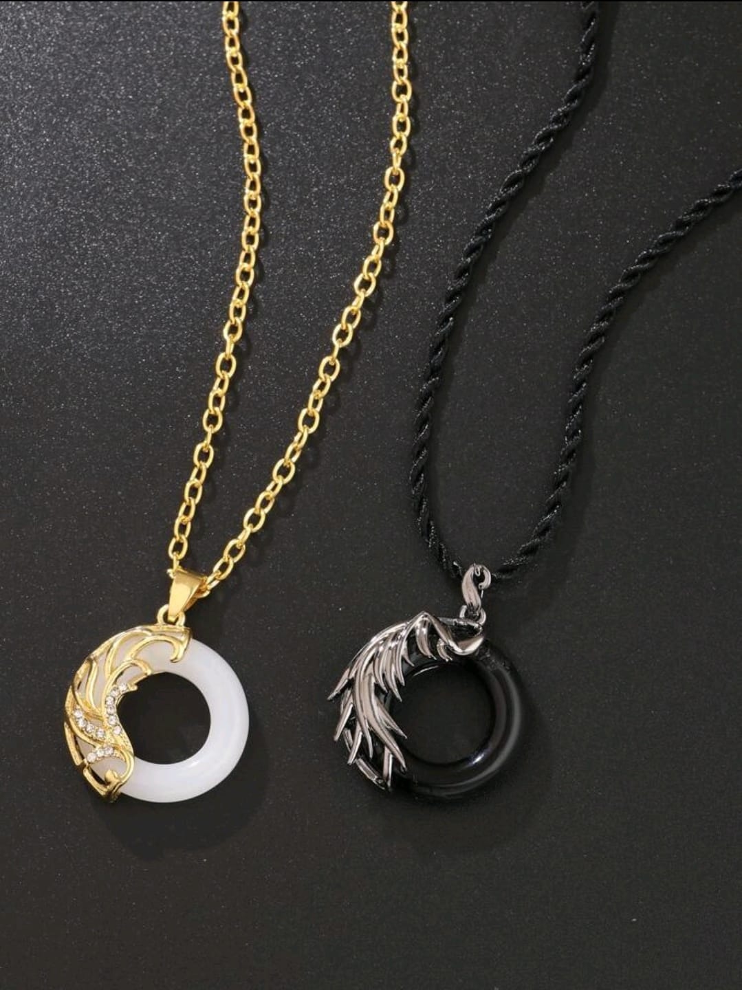 2 pièces/set couple À Breloque Ronde Collier , pour Cadeau Et Fête