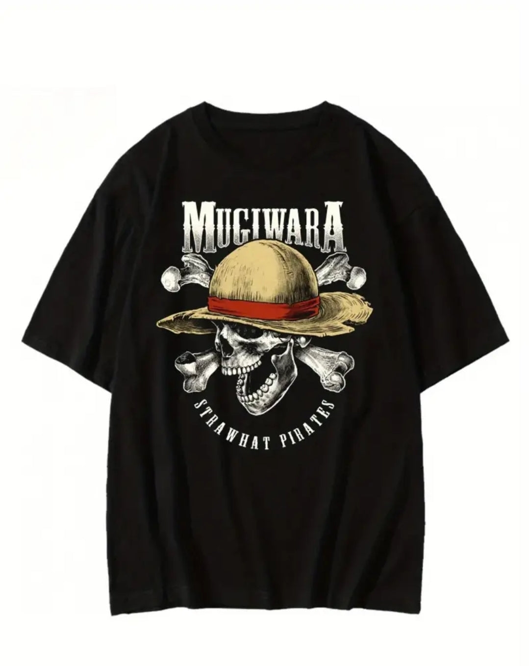 2025 Hommes Femmes T-shirt à manches courtes Pirate Mugiwara Chapeau en paille squelette en coton