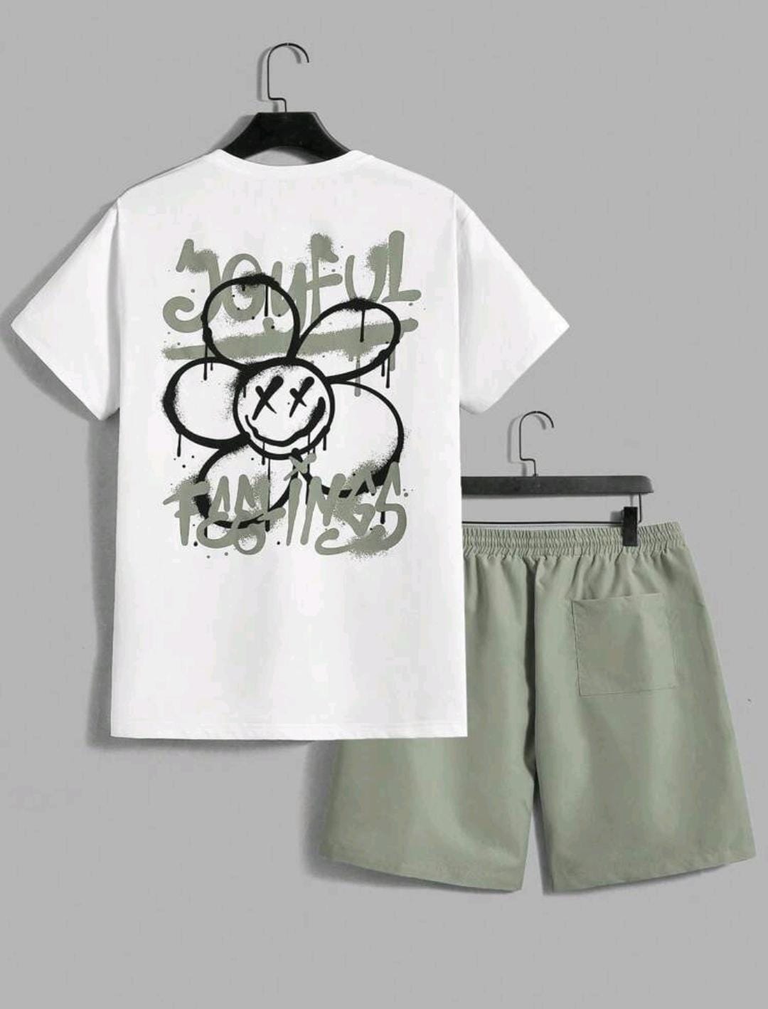 Manfinity EMRG Ensemble de t-shirt décontracté à col rond et à manches courtes