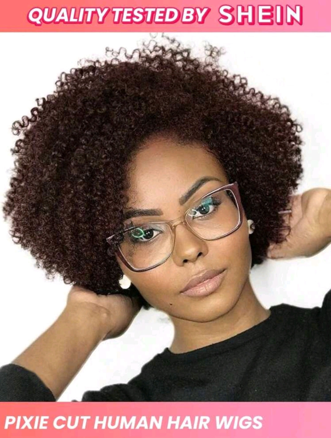 Perruque court bouclé coupe lutin Perruque de cheveux humains 2# réel abordable cheveux Remplacement Perruque bon marché usage quotidien