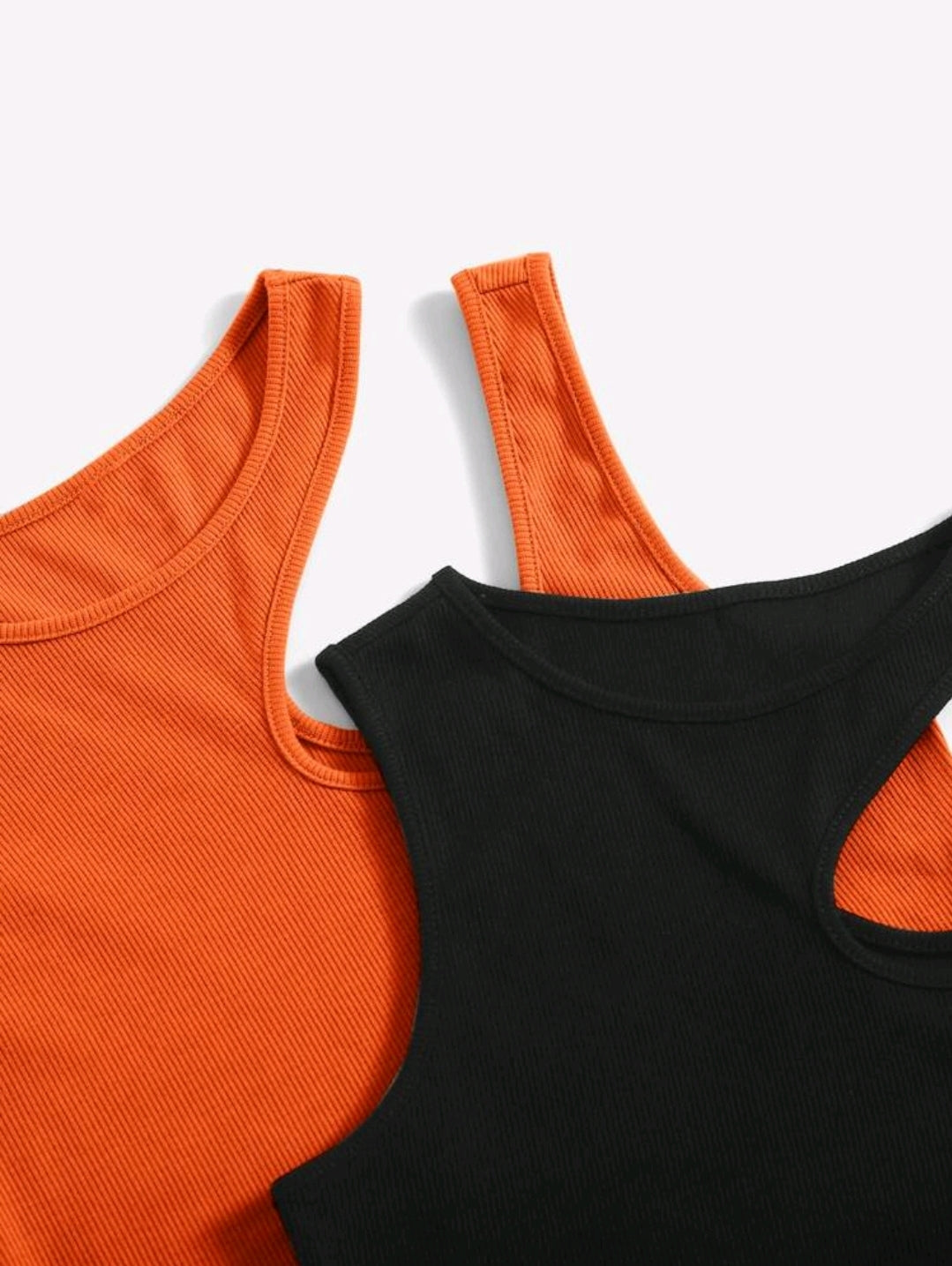 2 pièces Ensemble de débardeurs moulants en tricot de couleur unie pour femmes, Printemps/Été
