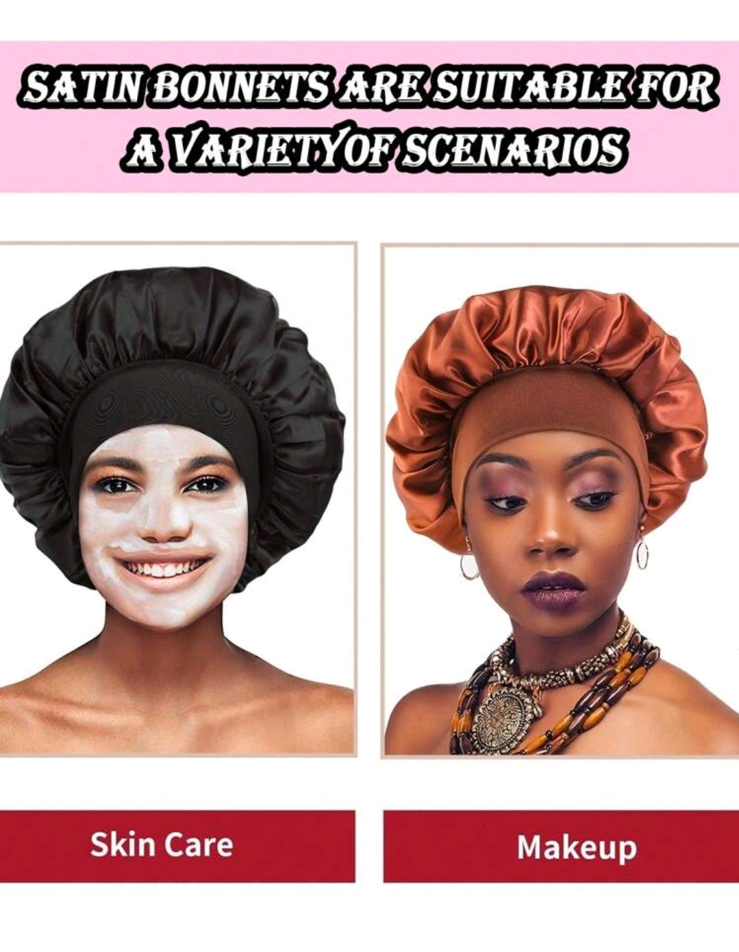 Nouveau bonnet de nuit à large bord en satin unicolore pour femmes