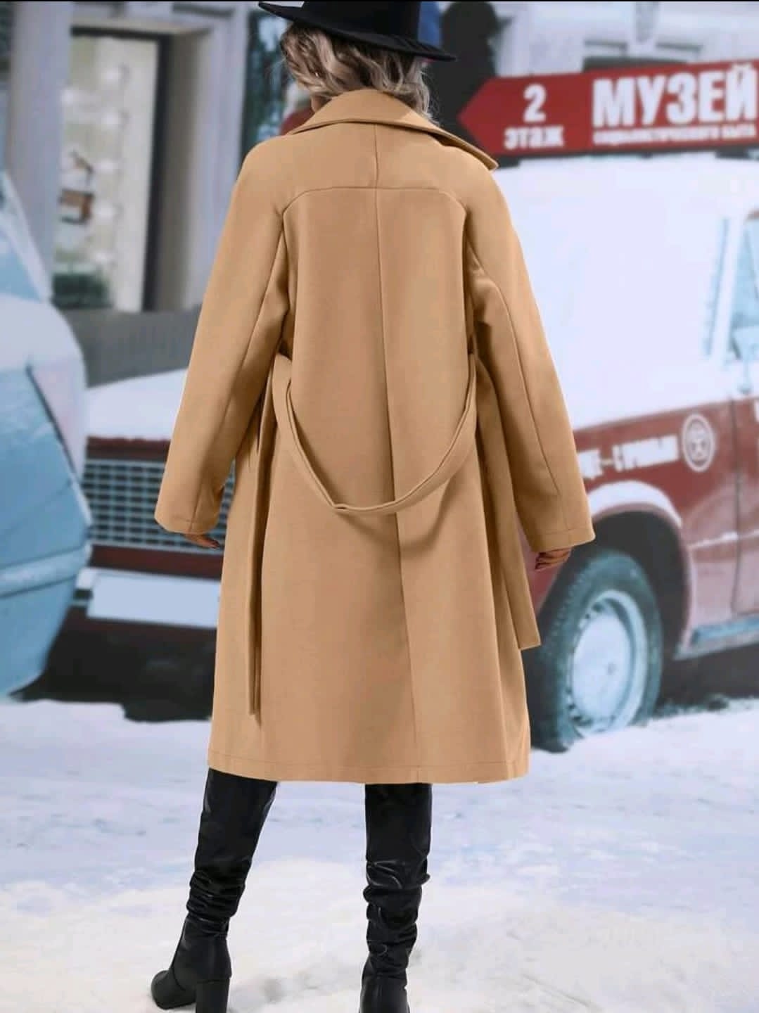 LUNE Manteau col à revers à bouton ceinturé