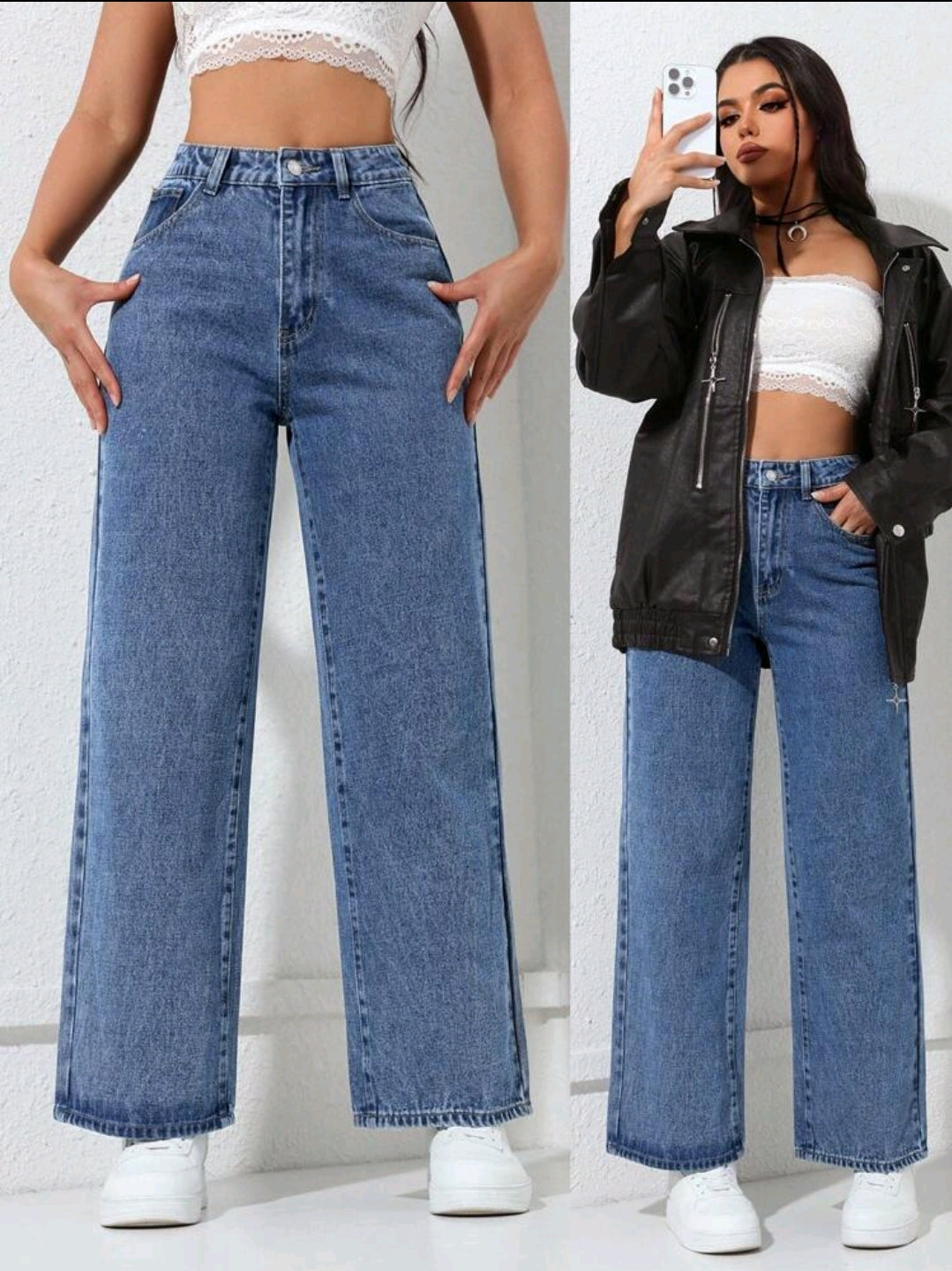 PETITE Jeans droits décontractés et déchirés pour femmes