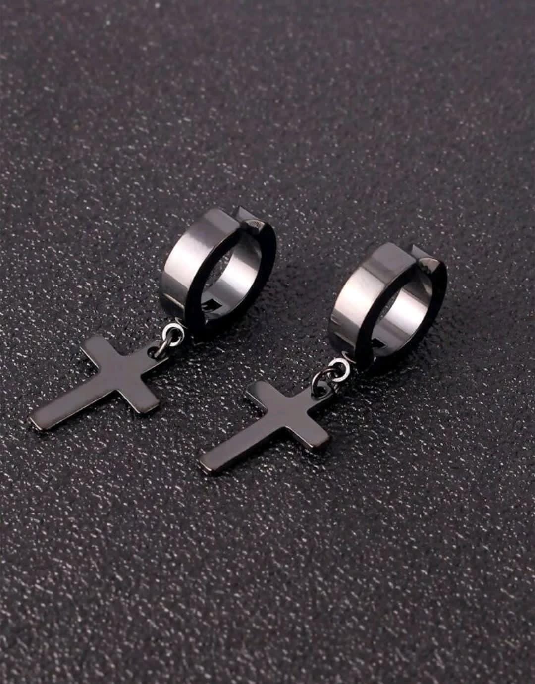1 paire Pour Homme Personnalité À Pendentif Croix Non Percé Clips D'Oreilles , Pour Bijou Cadeau Et Fête