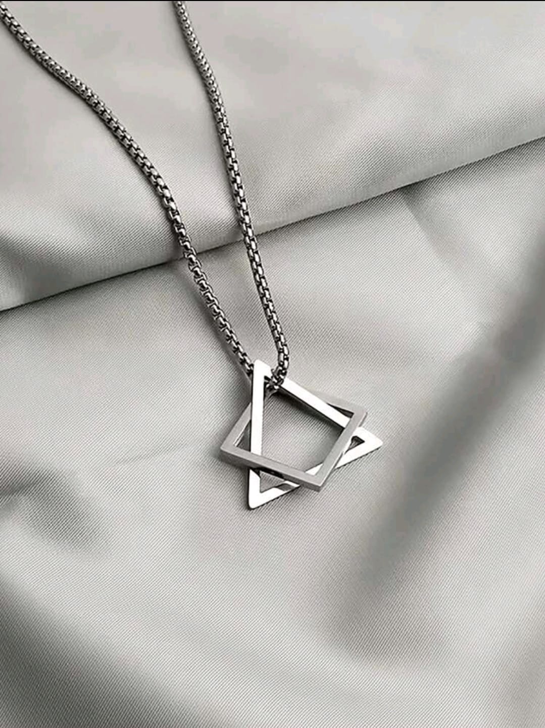 Collier Simple En Acier Inoxydable Pour Hommes, 1 Pièce, Design Géométrique Ajouré