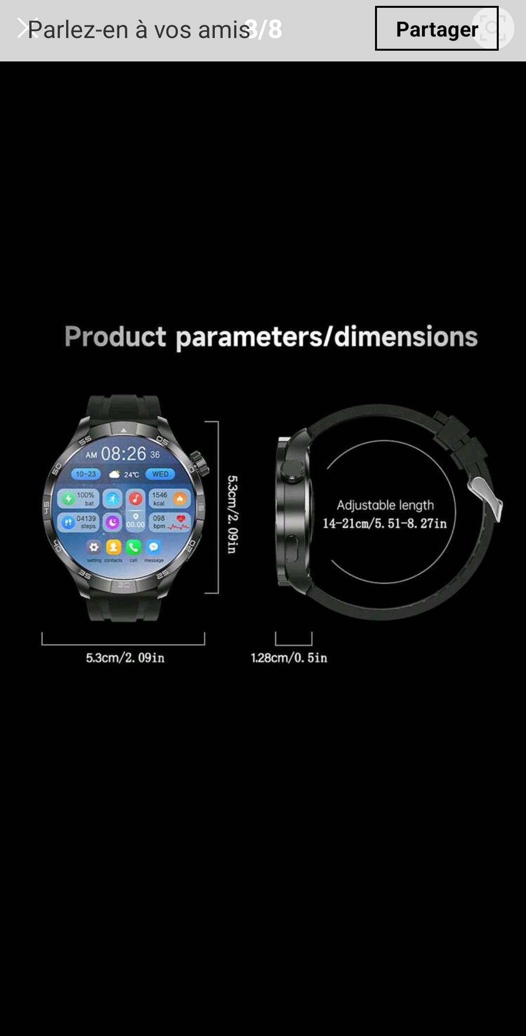 GUHUAVMI Montre connectée GUHUAVMI GT4 pour hommes avec écran tactile