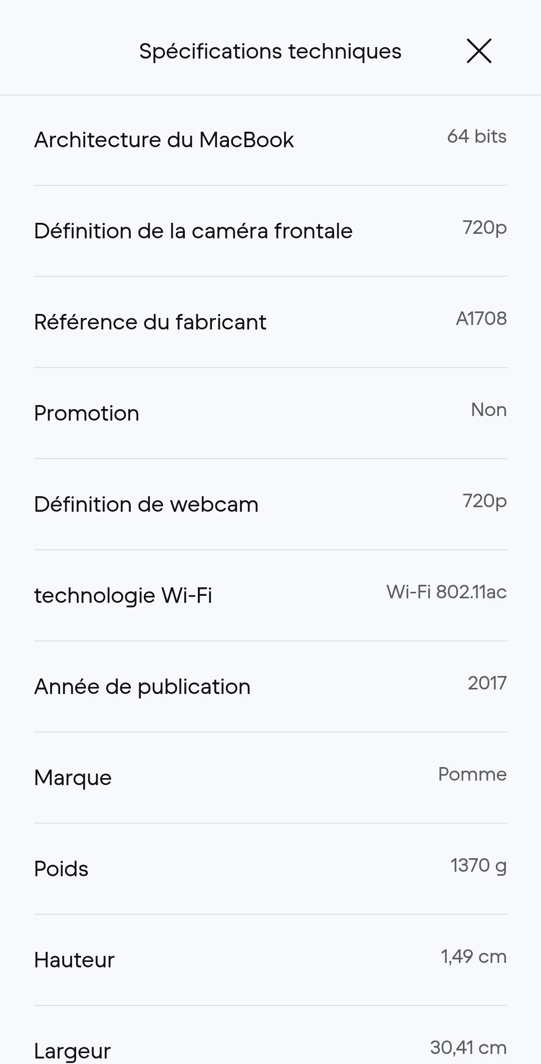 MacBook Pro 13" Retina (2017) - Core i5 2,3 GHz, SSD 128 Go - 8 Go - QWERTY - Anglais