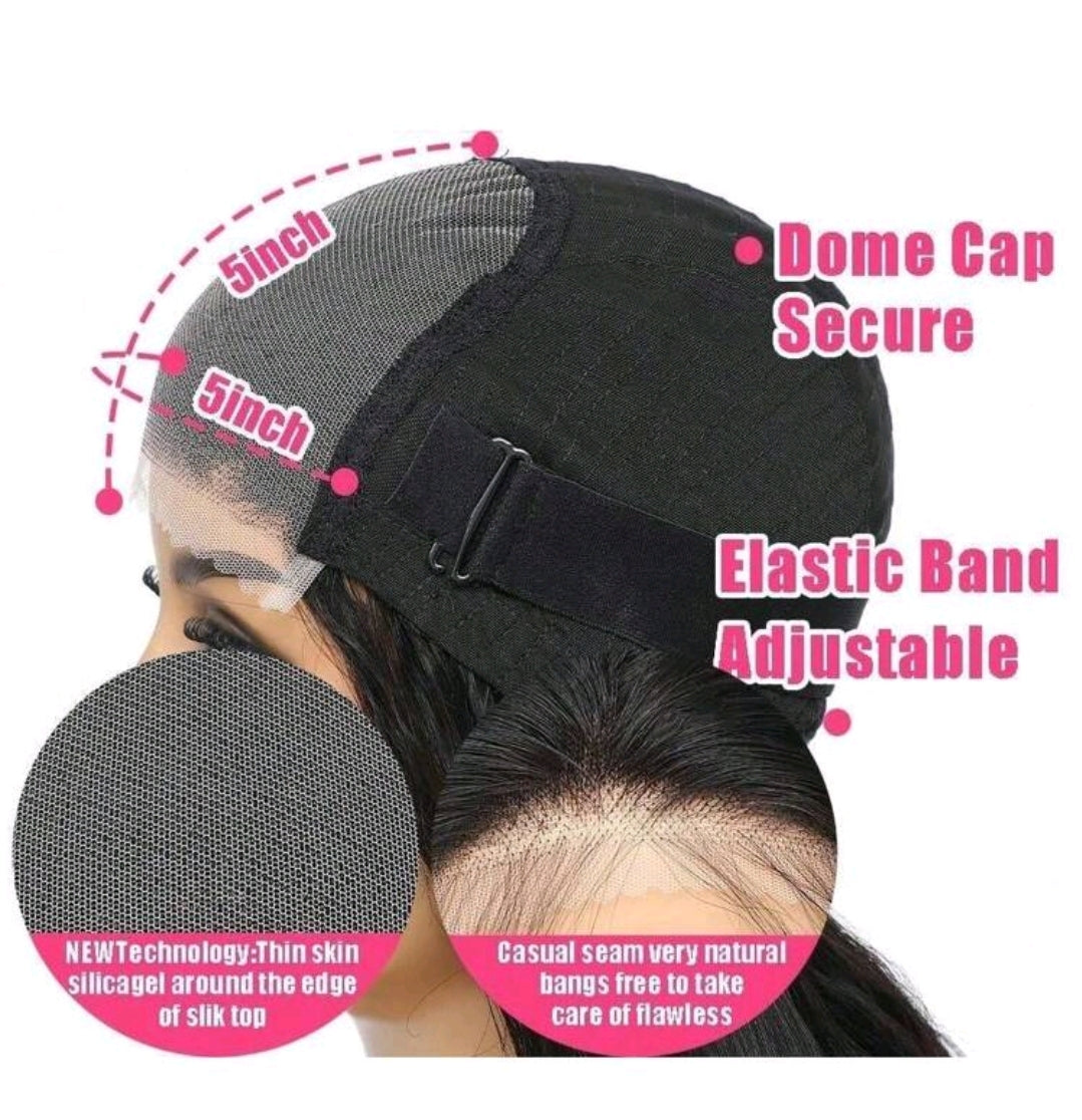 Perruque de cheveux humains lace transparente sans colle 5x5 droite, pré-épilée, densité de 150%, pour femmes 20inch