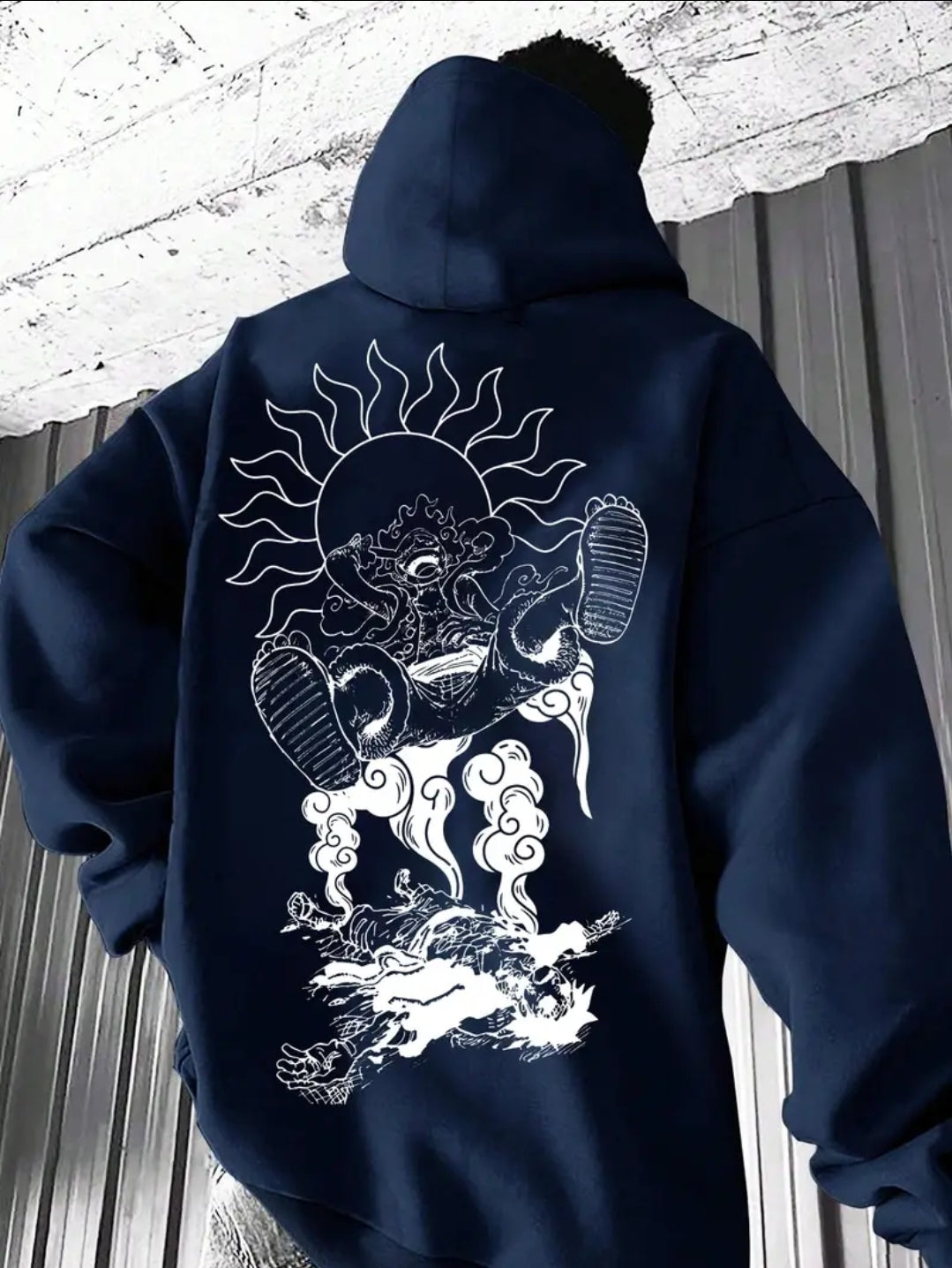 Pull-over Graphique Créature Infernale pour Hommes - Imprimé Noir et Blanc avec Poche Kangourou, 100% Polyester