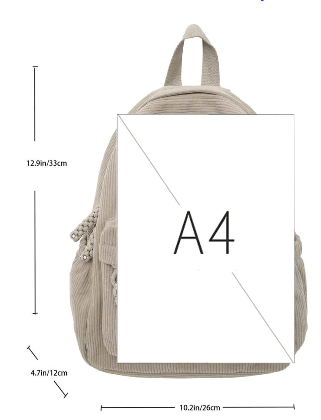 Petit sac à dos en velours côtelé couleur unie, sac à dos tendance, sac pour l'école, sac scolaire, sac à dos scolaire