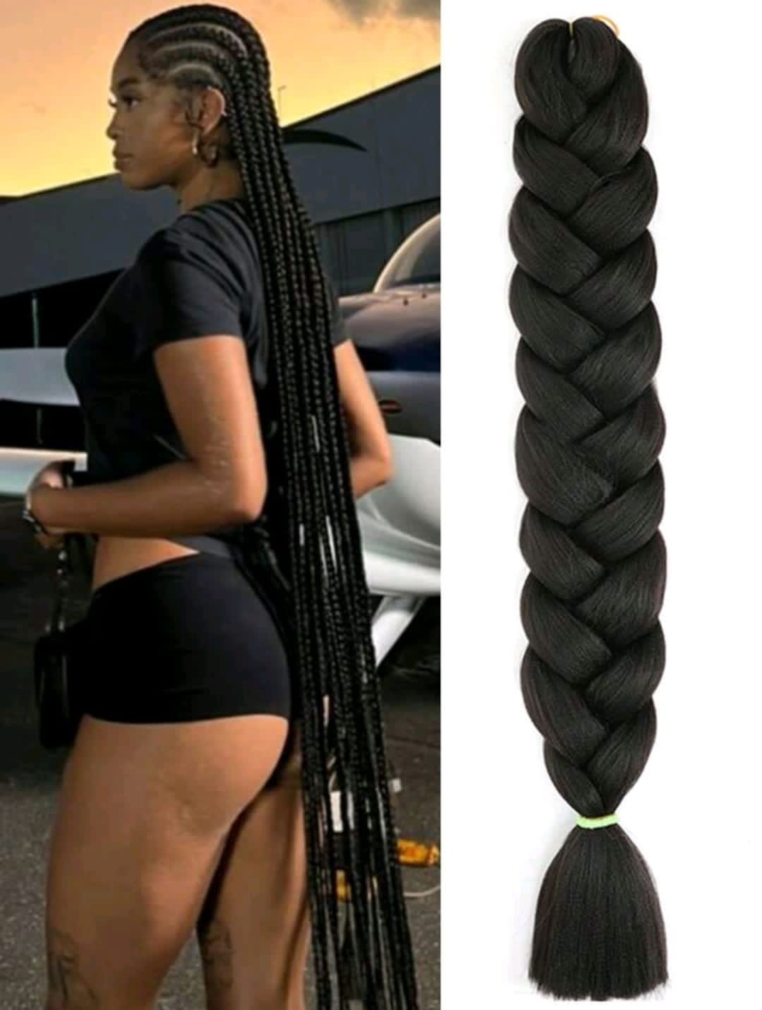 Extensions de cheveux tressés noirs pré-étirés de 40 pouces, pack de 1, cheveux synthétiques à basse température