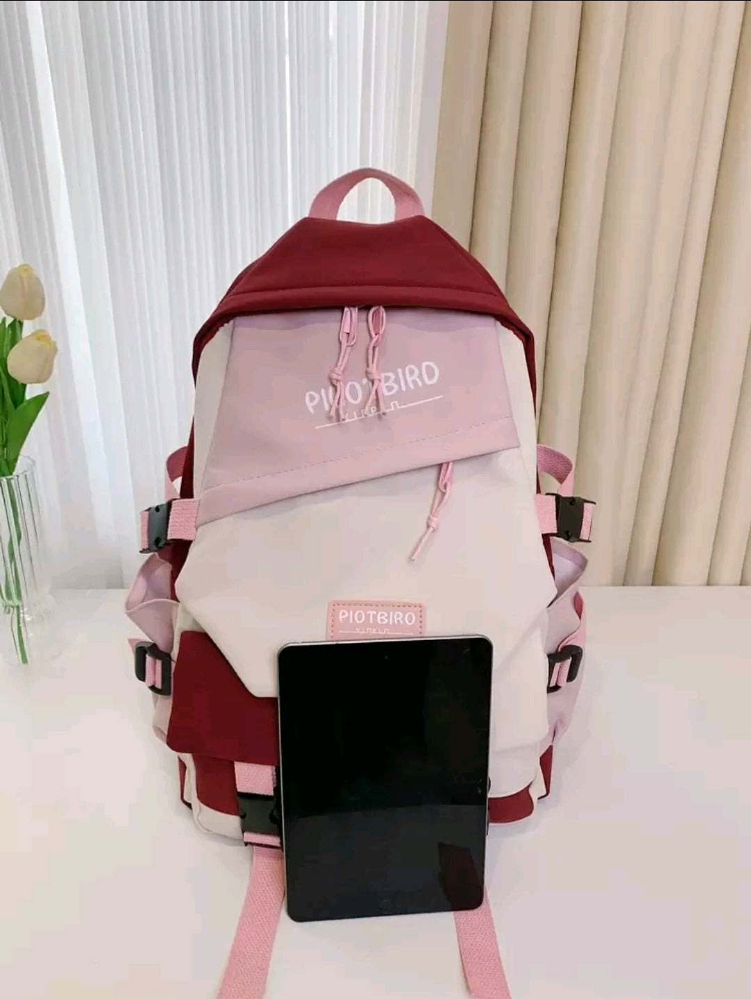 Pilotbird Grand sac à dos décontracté à plusieurs poches de couleur contrastée pour étudiants