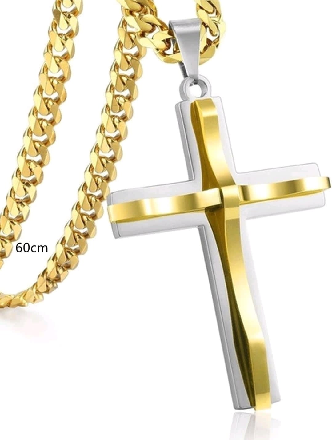1 pièce Argent En Acier Inoxydable À Pendentif Croix Collier Pour Hommes Et Femmes , Pour Bijou Cadeau Et Fête