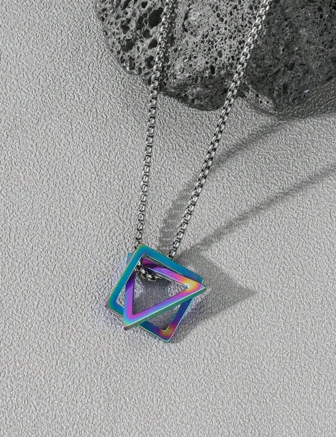 Collier Simple En Acier Inoxydable Pour Hommes, 1 Pièce, Design Géométrique Ajouré