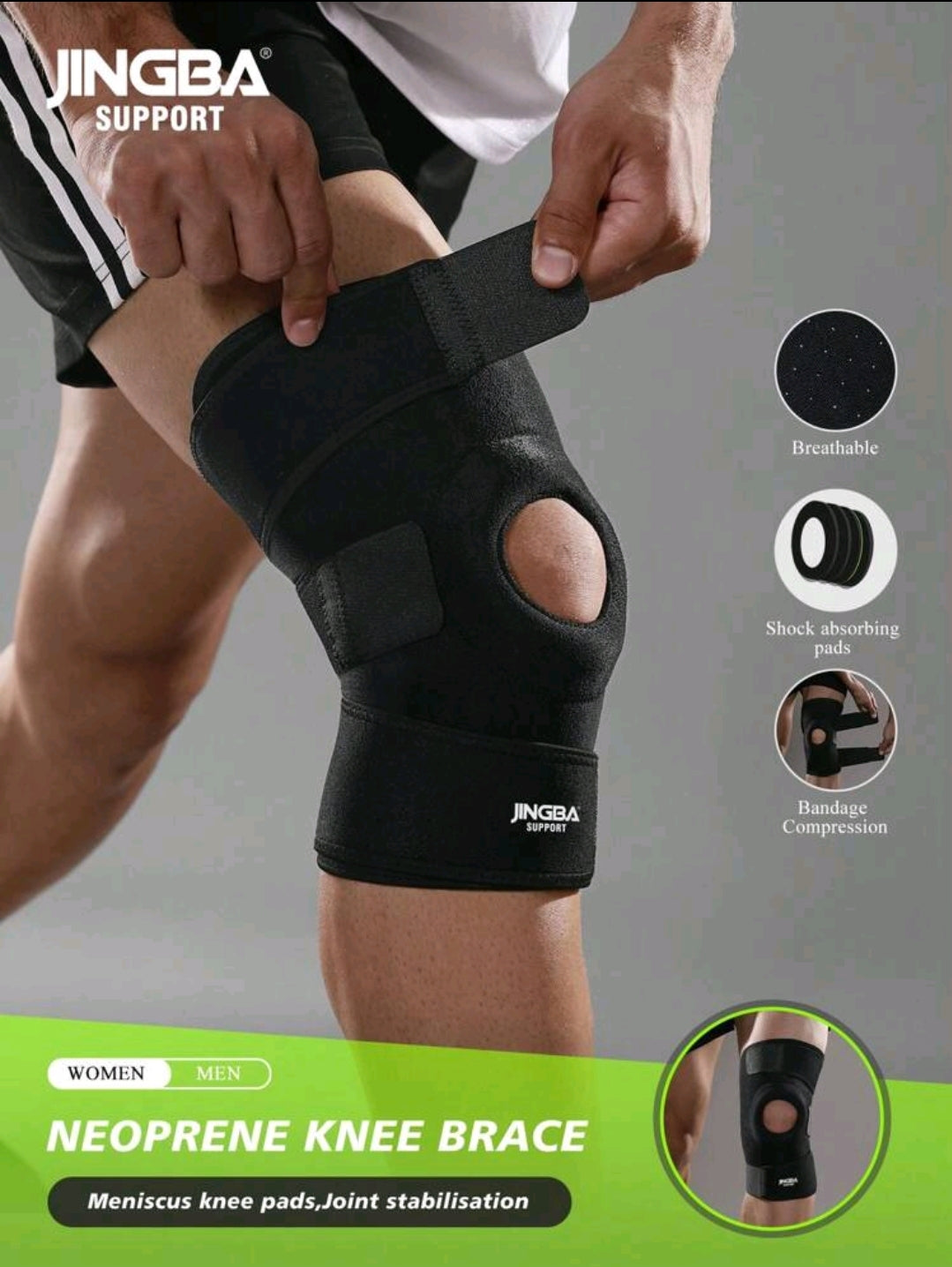 JINGBA SUPPORT 1 Pièce Support De Genou Respirable Réglable Protection