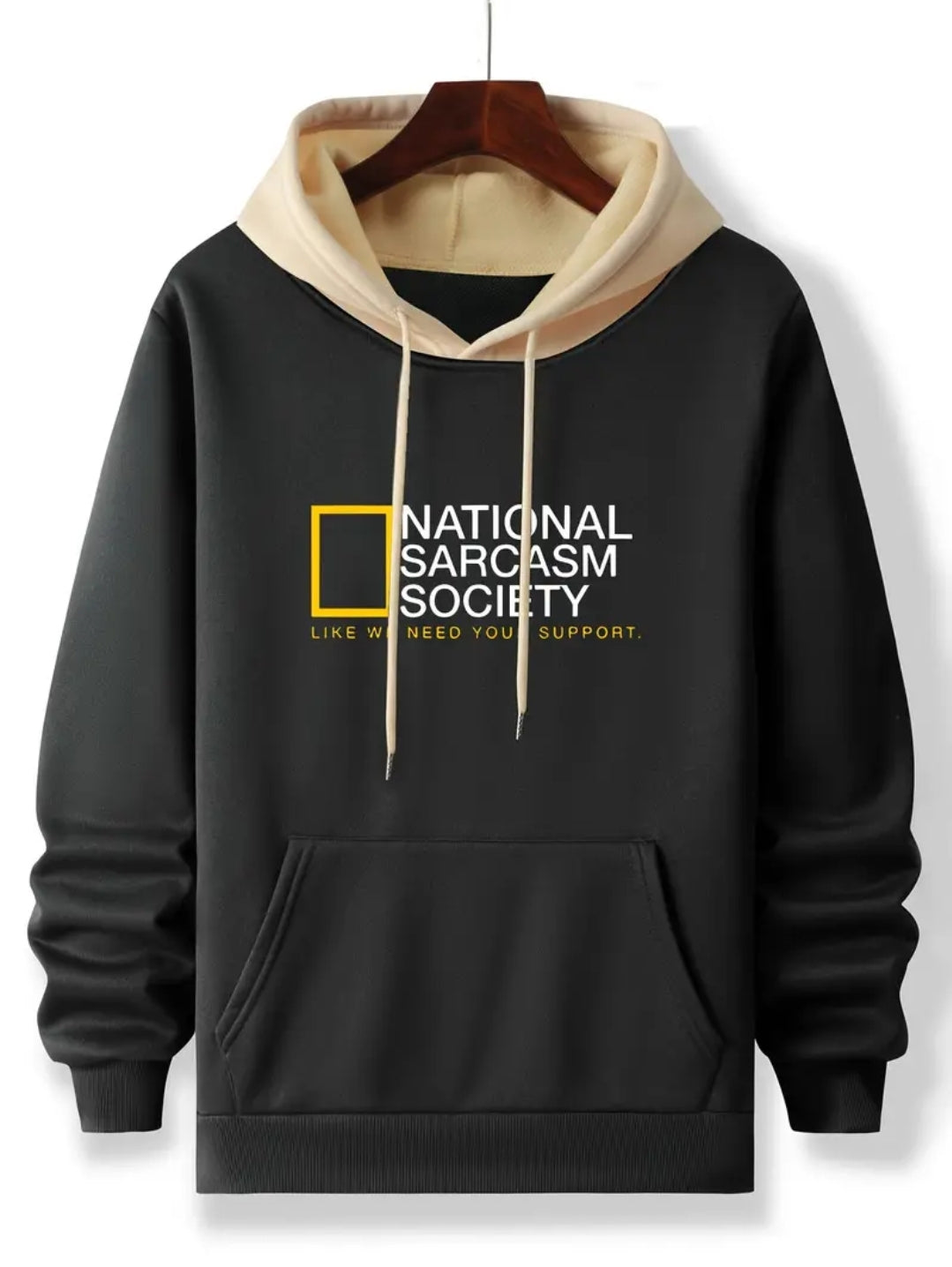Aventures en Plein Air, Sweat à Capuche Décontracté pour Hommes avec Imprimé Lettres - "NATIONAL SARCASM SOCIETYl"