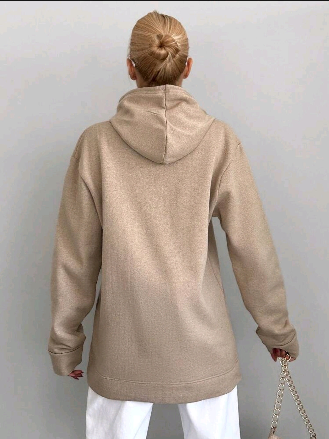 Cottnline sweat-shirt à capuche avec cordon de serrage et poche kangourou avec motif de lettres