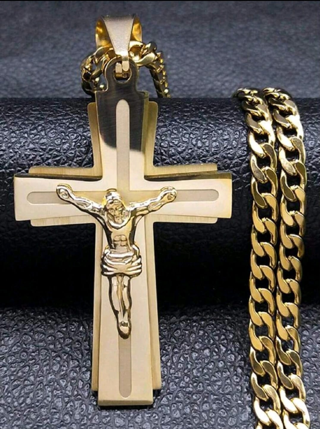 Collier croix de Jésus Chaîne en acier inoxydable pour femmes Collier croix argent pour hommes Collier religieux Cruz Collier unisexe Accessoires mode couples Cadeau