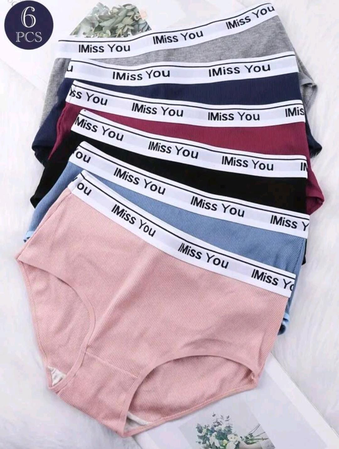6 pièces Culottes élastiques confortables et respirantes à bandes avec motif lettres pour femmes