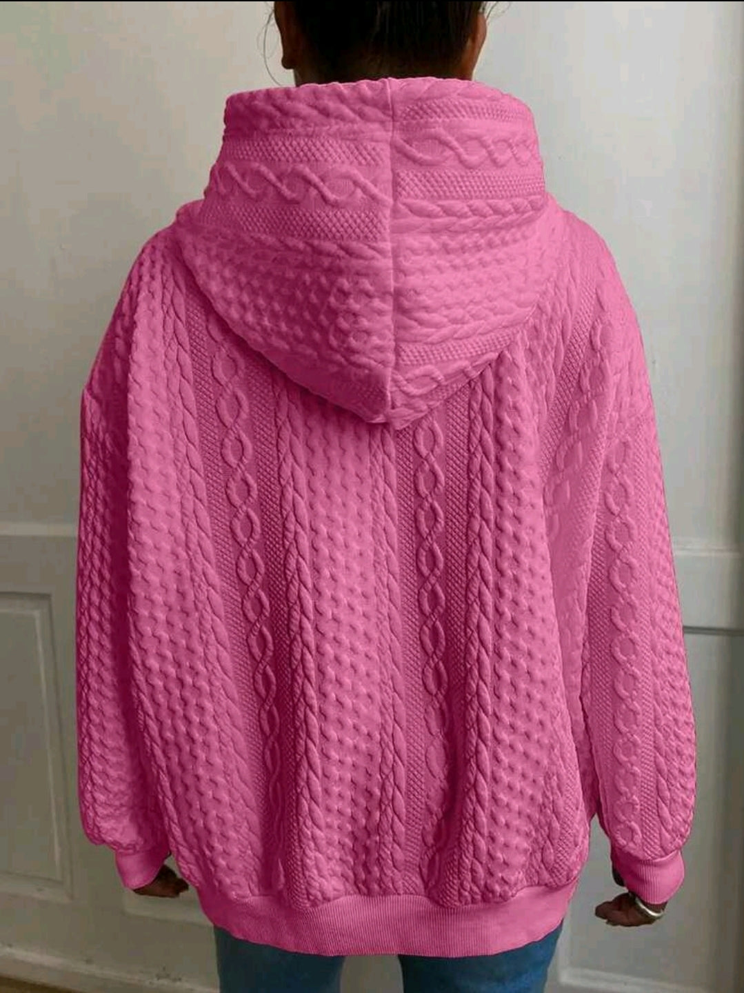 Pull surdimensionné en maille décontracté pour femme avec motif jacquard, manches longues