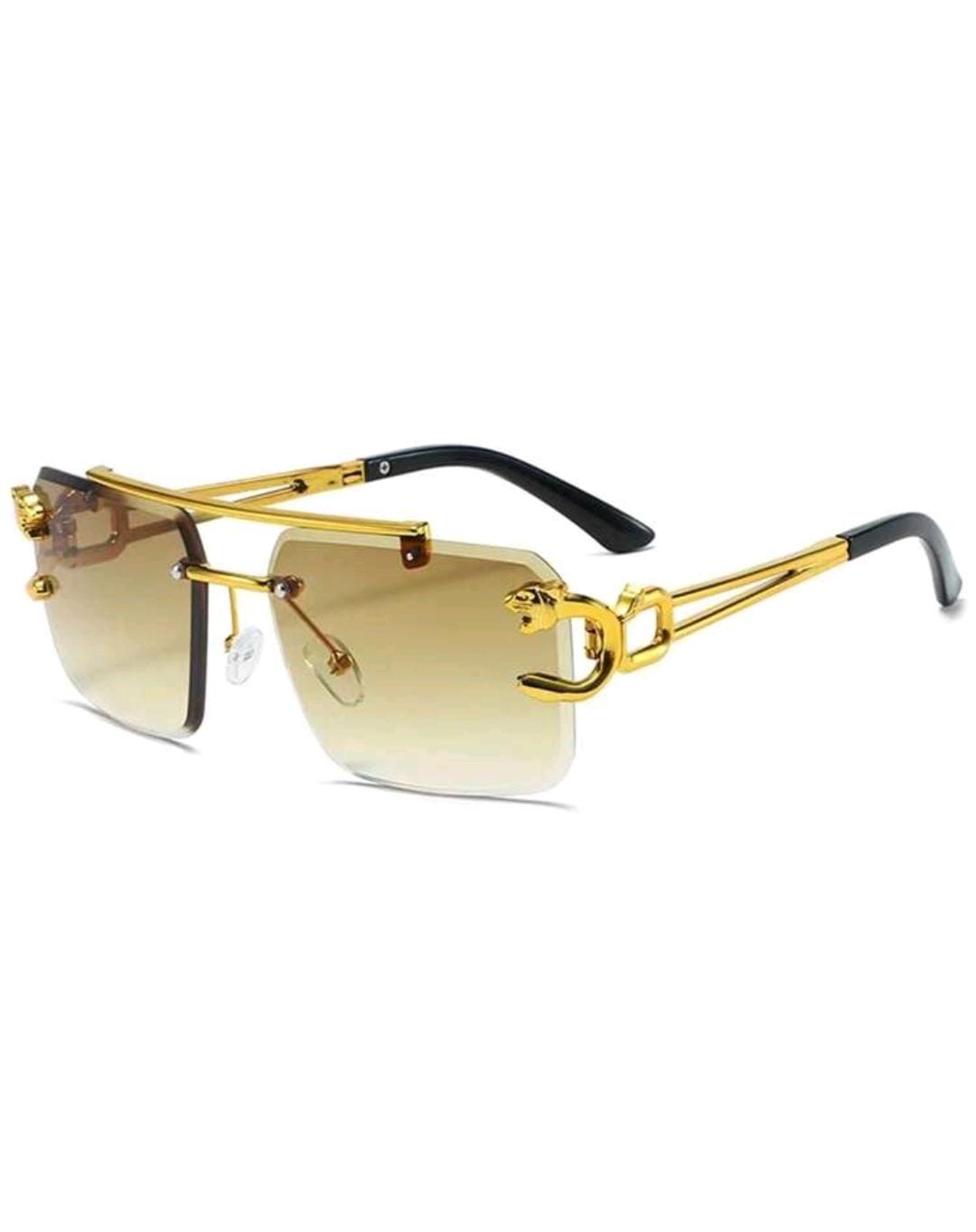 1 paire de lunettes sans monture en métal à la mode pour hommes avec motif léopard