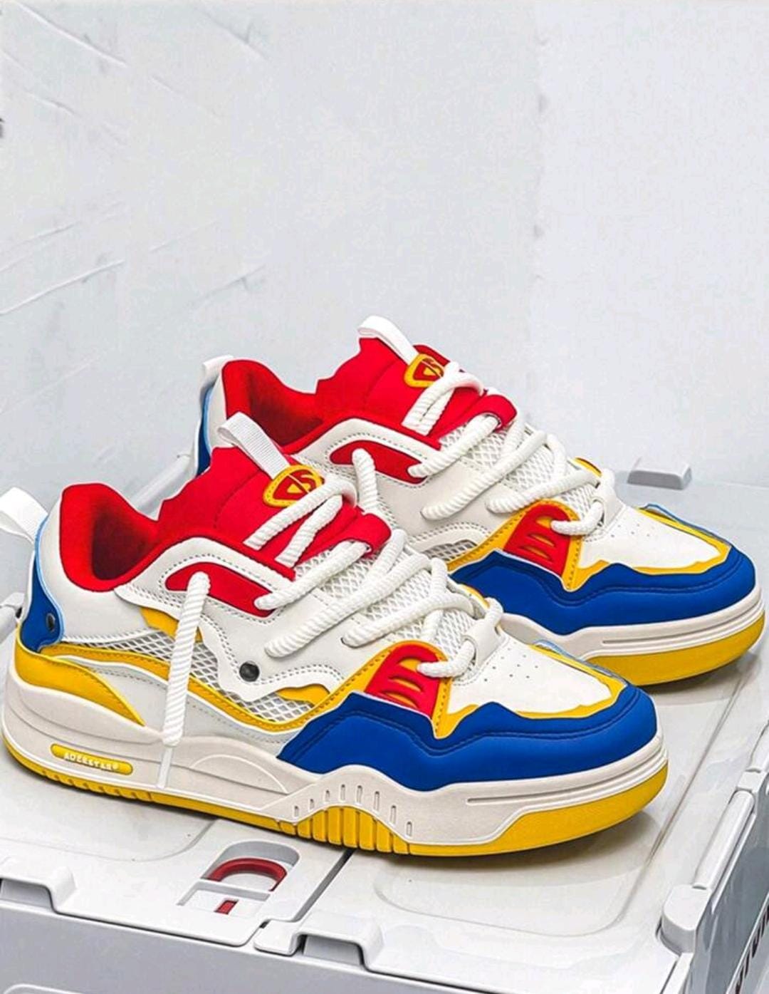 Baskets à lacets pour hommes, à blocs de couleurs à la mode, chaussures de skate