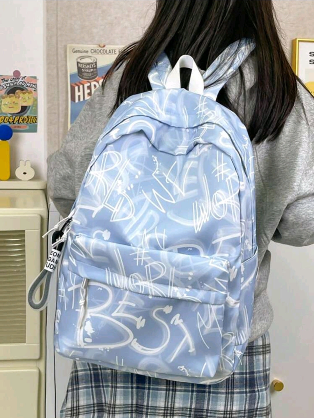 1 pièce Sac à dos femme mode tie dye, grande capacité, poches multiples, sac d'école style décontracté, sans accessoire suspendu inclus