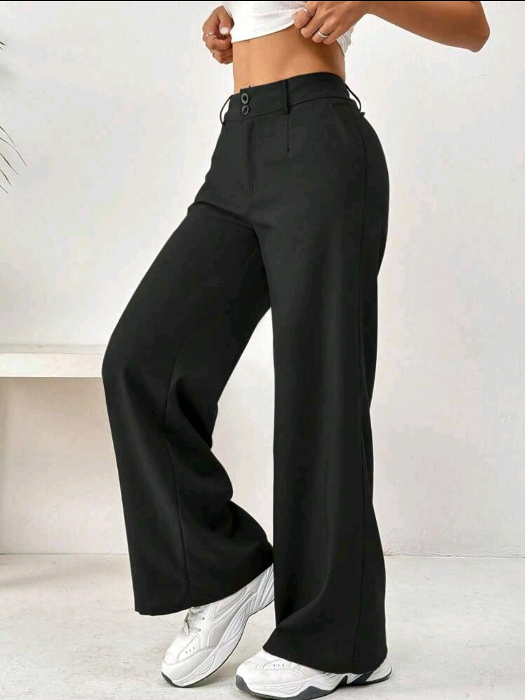 Flirla Pantalon à poches boutonnées à l'avant, tenue décontractée pour la vie quotidienne