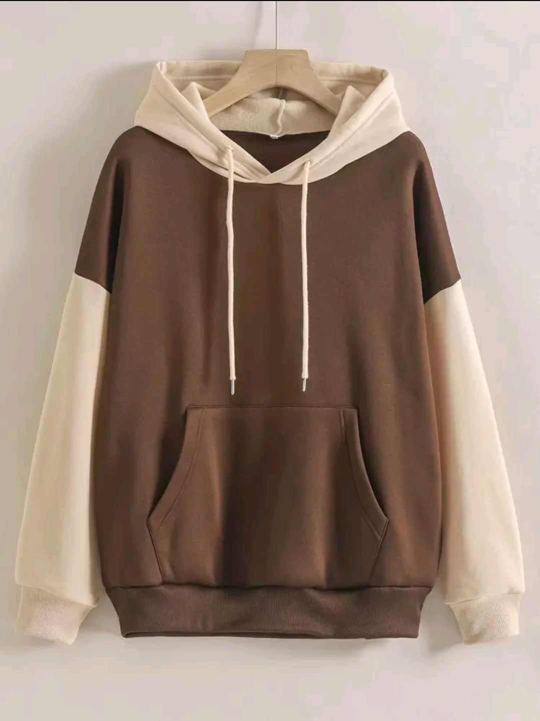 INAWLY sweat-shirt à capuche doublé en polaire avec poches à cordon de serrage, à blocs de couleurs, manches longues