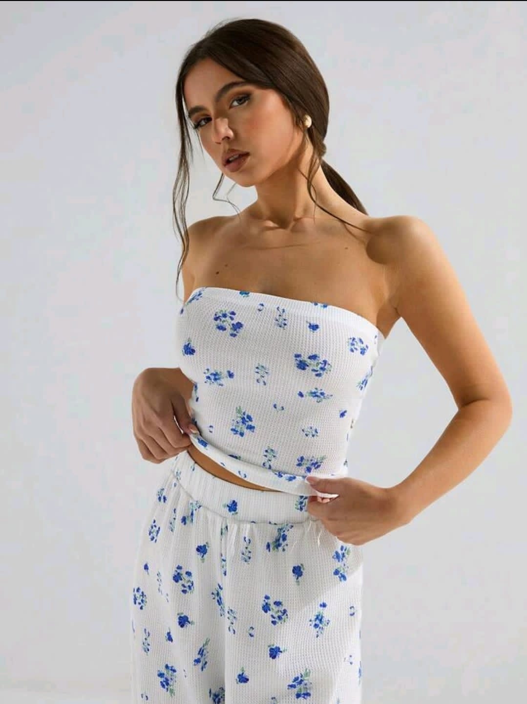 Athîral Top bandeau imprimé gaufré pour femme, simple et mode, décontracté pour usage quotidien