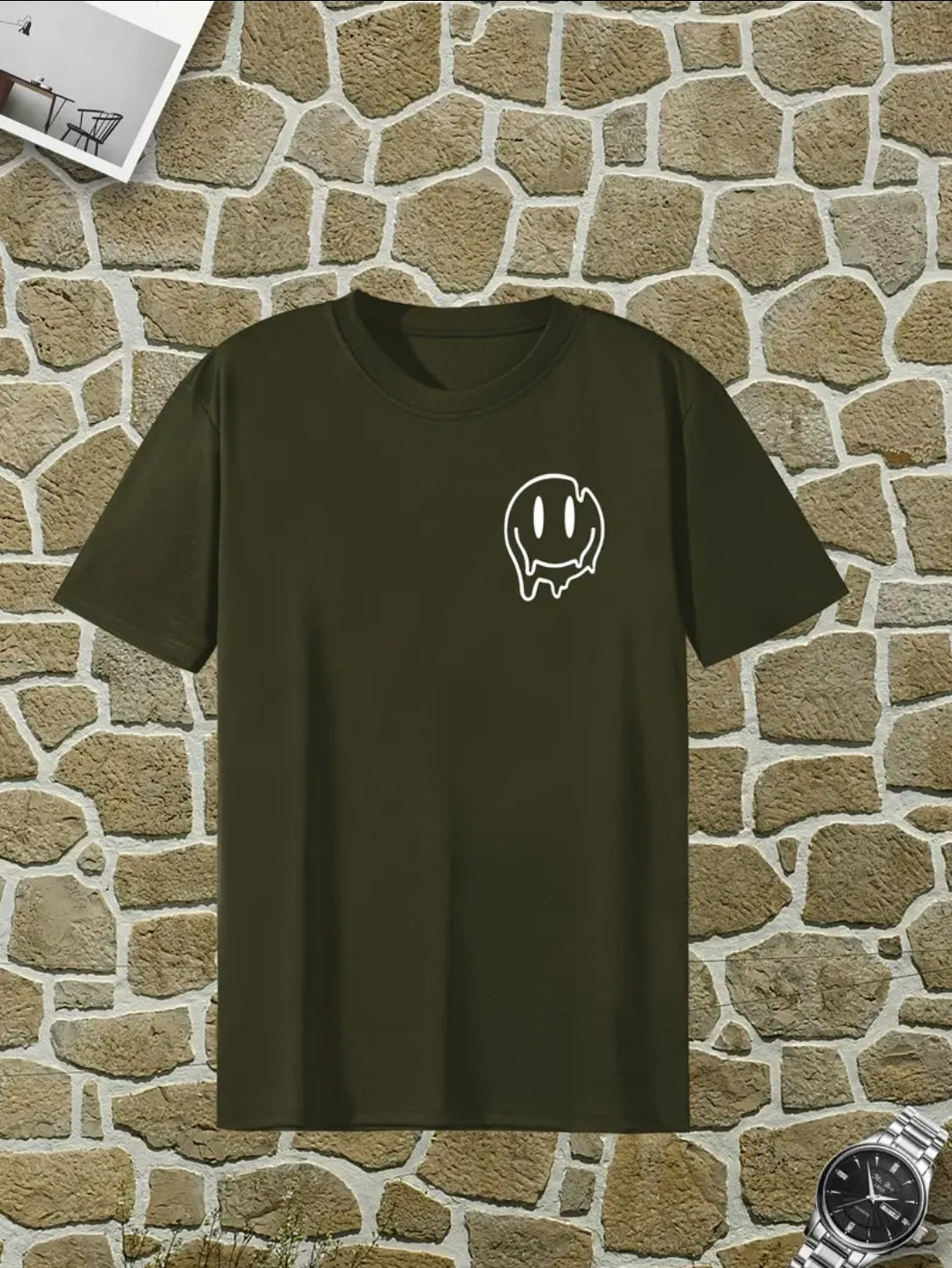 4 t-shirts à manches courtes pour hommes, décontractés, avec impression de dessin animé, en polyester