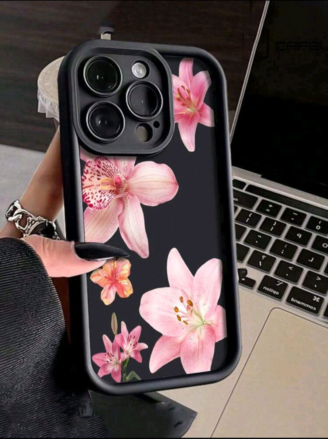 1 pièce Coque de téléphone TPU antichoc avec motif floral de lis rose minimaliste, compatible avec 16 Pro Max/15 Plus/14/13/12/11/8P/XS Max et Galaxy S24 Ultra/S23 FE/S22/S21/S20/A52S/A15/A03