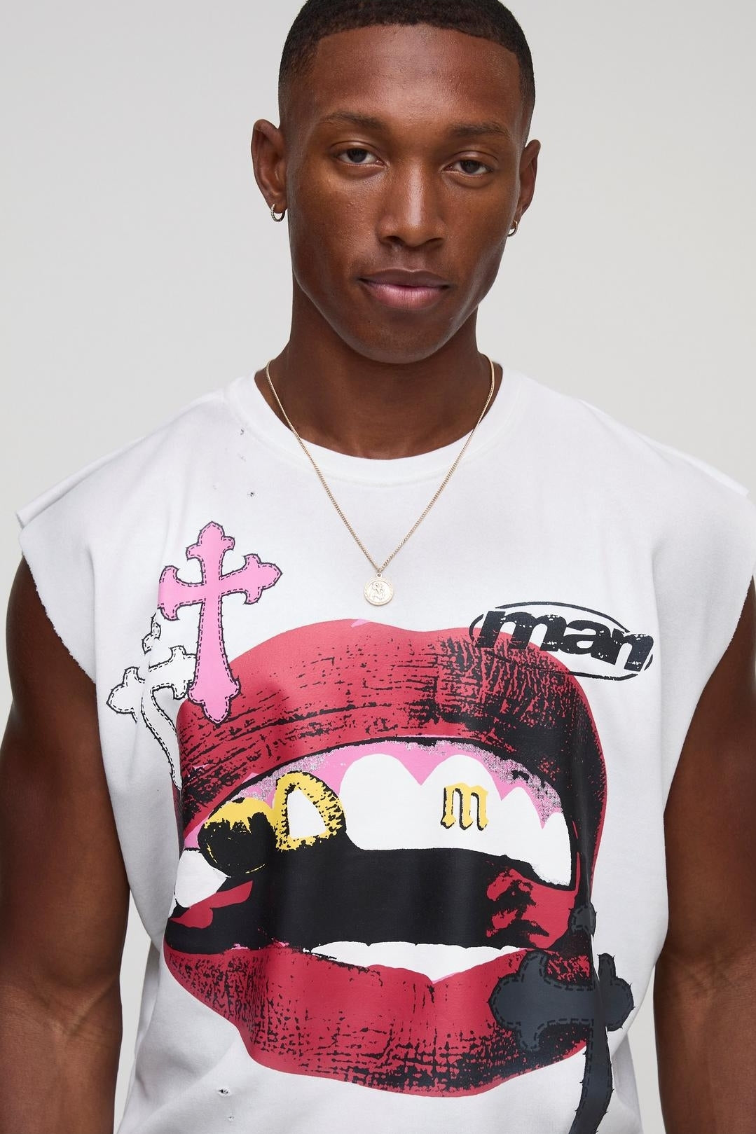 T-shirts blanc motif rose