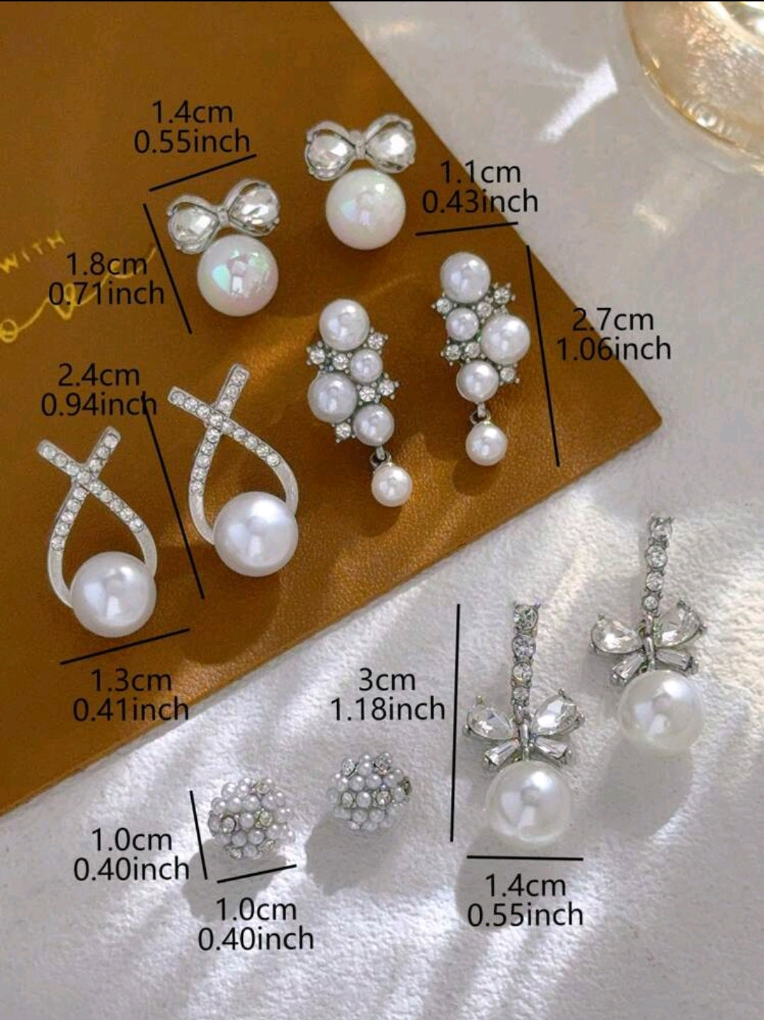 5 paires de boucles d'oreilles élégantes et de personnalité vintage de luxe avec nœud papillon et faux perle
