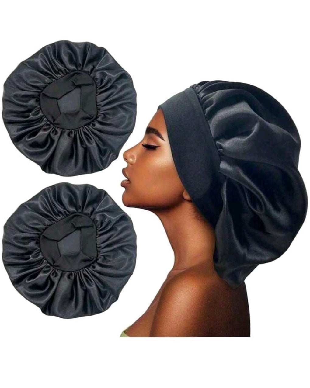 Nouveau bonnet de nuit à large bord en satin unicolore pour femmes