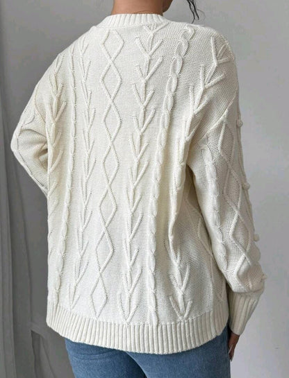 ChicEase Cardigan tricoté casual d'automne avec pompons
