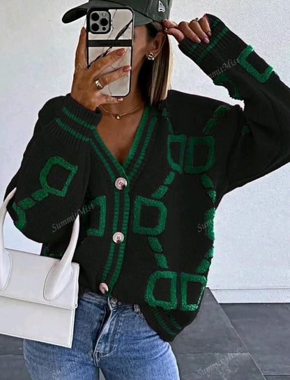 Cardigan tricoté à motif géométrique