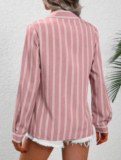LUNE Chemise pour femmes à rayures verticales et à manches longues à la mode