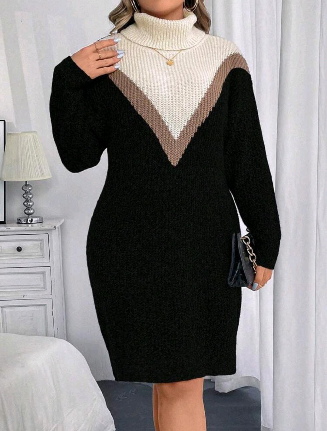 Robe pull à col montant  grande taille