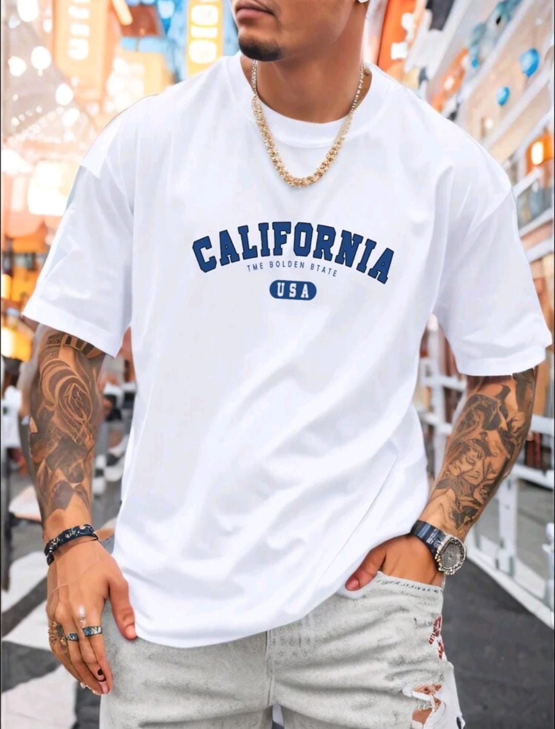 T-shirt décontracté à manches courtes et col rond pour hommes