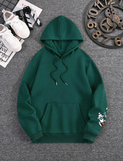 Sweat-shirt À Capuche Imprimé Avec Le Motif De Vaisseau Spatial Et D'alien Pour Hommes
